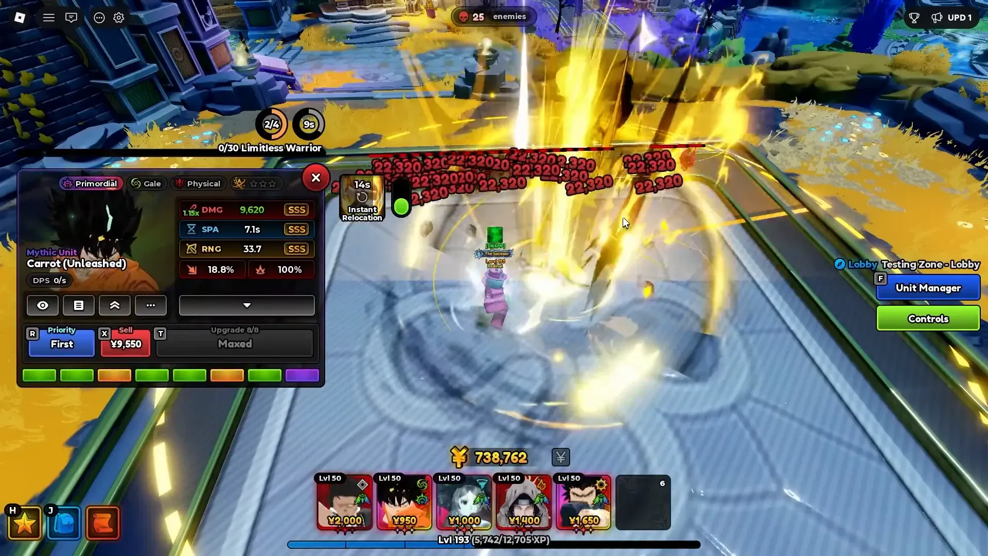 In-game loadout of Prodigy, Carrot, Puppet, Dark Mage, and Vegetable. The Carrot Unleashed panel is open.